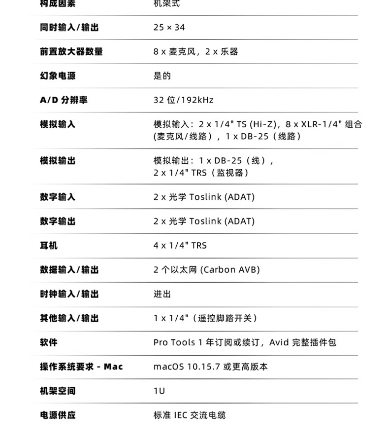 AVID CARBON 录音棚声卡 音频接口 送PROTOOLS旗舰版软件