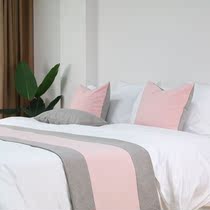 Modern minimalist bed Cot Tail Towels Light Extravaganza Pure color cotton linen bed tail cover towels 5 star hotel headboard soft bag