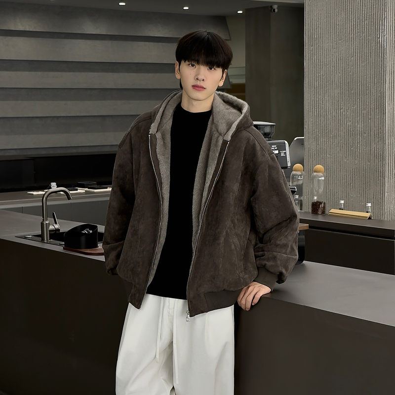 New Winter Hooded Jacket, Heavy and Thickened with Fleece, Casual Style, Cotton-Padded Coat 26629