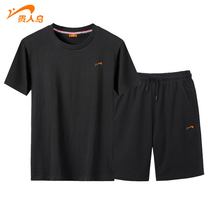 Your Human Bird Sports Suit Men Summer Pure Cotton Round Collar Short Sleeve Shorts Summer Thin 2022 New clothes