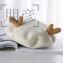 Japanese Sense Retro Beret Hat Woman Autumn Winter Pure Wool Cute Angle Christmas Beret Cap Painter
