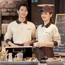 Cafe Milk Tea Catering Serviceman Workwear Long sleeve cotton T-shirts Baked cake hot pot Western Restaurant Autumn