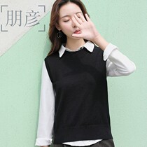 Round-collar knitting horse vest repair Korean edition with shirt outer with fashion and sleeveless sweater kansley