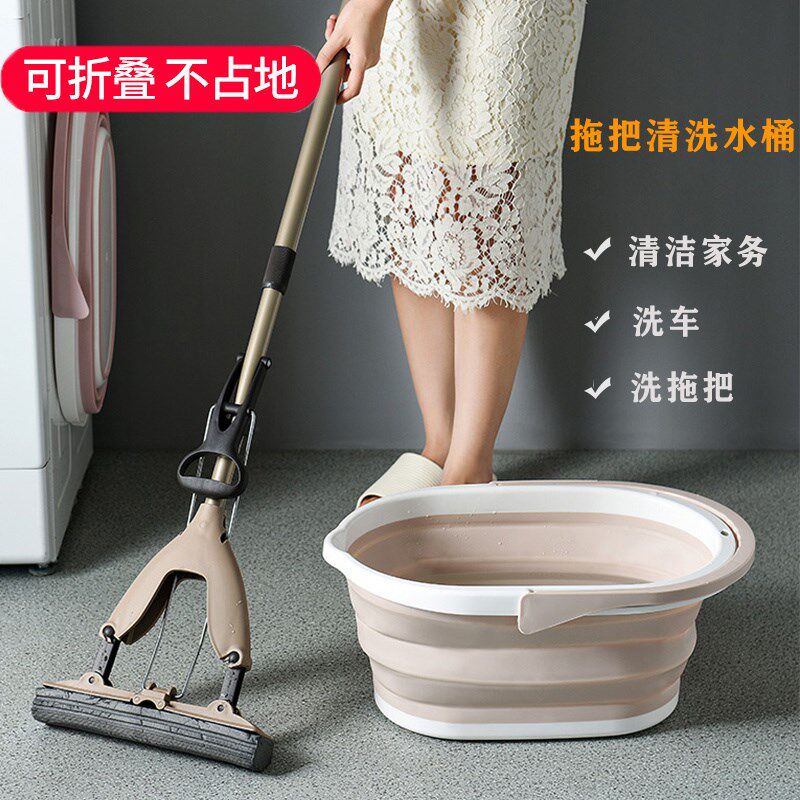 Mop bucket drainable single bucket single sale disposable rectangular foldable wash mop pool basin plastic lazy plastic