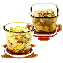 Amber-coloured glass soup bowl with microwave heating to work ethnic soup cup refreshing lunch box sealed glass containers 801