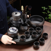 Jingxin Pavilion black mud purple sand automatic tea set lazy anti-scalding home living room office tea set teapot complete set of tea set