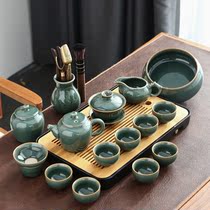 Jingxinge Ge Kiln Kung Fu Tea Set Home Simple Light Luxury High-end Retro Chinese Ceramic Teapot Teacup