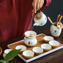Jingxin Pavilion hand-painted ceramic tea set home complete set of small kung fu tea set pottery clay teapot teacup tea tray