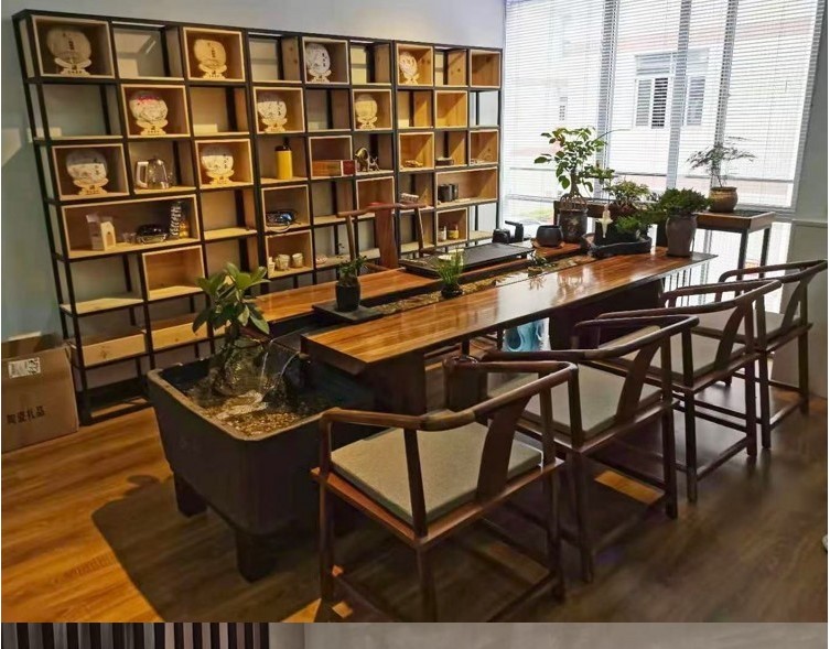 New Chinese Kung Fu Solid Wood Tea Table and Chair Combination Creative Landscape Circulating Flowing Water Tea Table Fish Breeding Zen Tea Table Tea Table