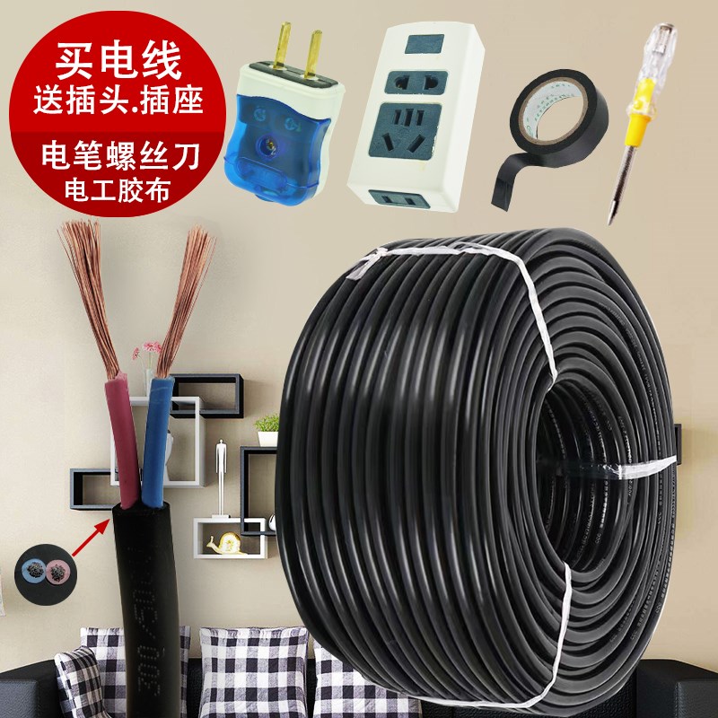 RVV Outdoor Waterproof Power Cord 2 Core Antifreeze Soft Wire Outdoor 2 5 Squared Home Sunscreen Two Core Cables