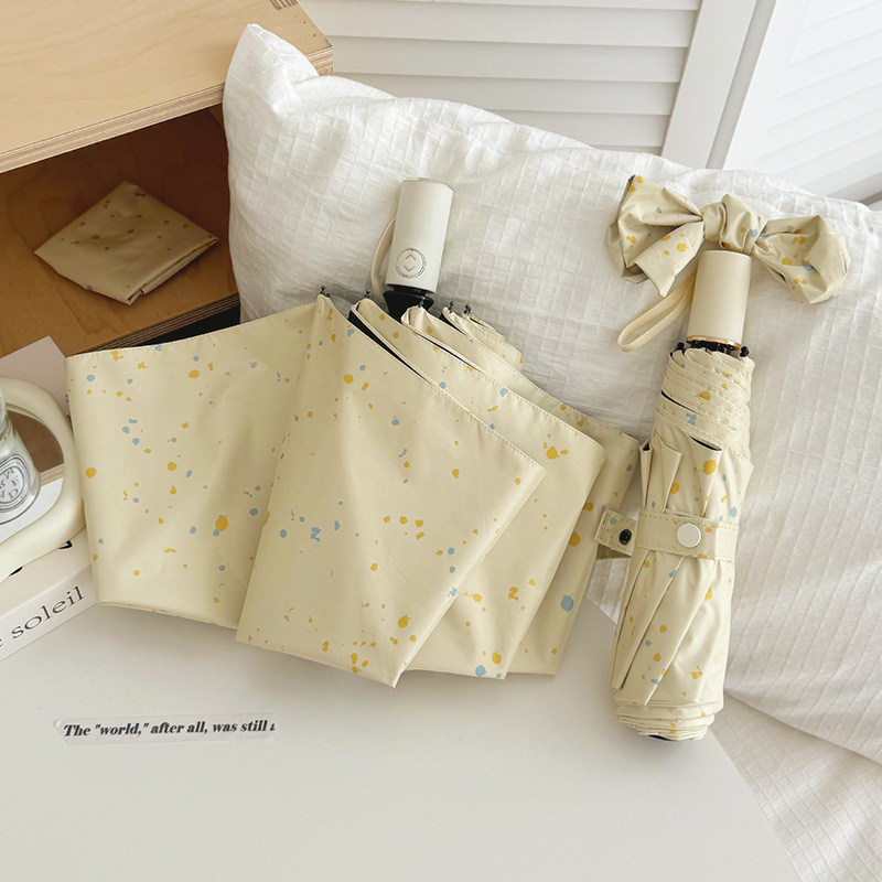 クリーム色のインクが飛び散った傘、拡大可能、自動開閉式、防風、防水、日焼け防止、UVカット、女性用折りたたみコンパクト日傘