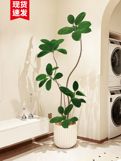 Artificial Green Plants, High-End Luxury Rubber Tree Floor-Standing Potted Plants, Fake Flower Trees, Indoor Living Room Decorative Ornaments, Simulated Plants