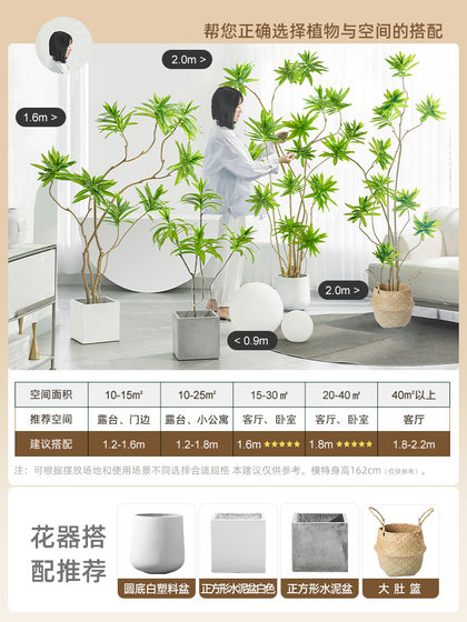 Artificial Green Plant Lily Bamboo High-End Luxury Indoor Decoration Faux Flower Living Room Floor-Standing Potted Ornament Fake Tree Plant