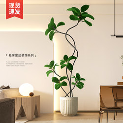 Black Diamond Rubber Tree Artificial Green Plant High-End Luxury Living Room Large Indoor Potted Plant Decoration Tree Fake Plant
