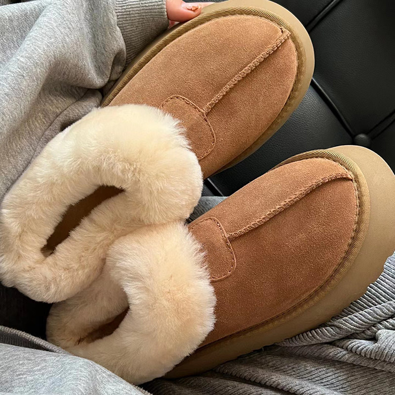 Women's Sheep Fur Snow Boots Thick Sole Platform Winter Shoes_voghion.com