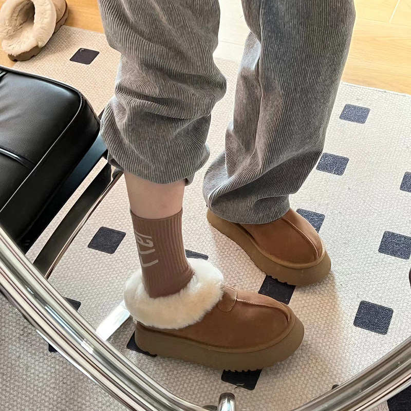 Women's Sheep Fur Snow Boots Thick Sole Platform Winter Shoes_voghion.com