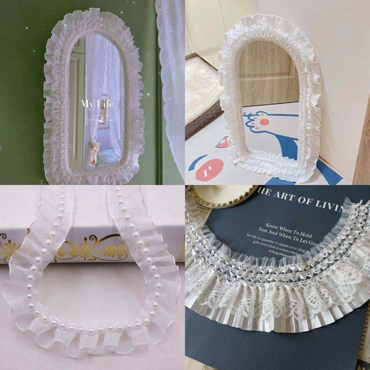 Mirror Reforming Diy Full Body Mirror Mirror Edge Decorated Full Body Mirror Decorated Lace Pearl