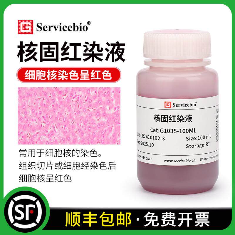 赛维尔 核固红染液 细胞核坚牢红 组织切片经染色后细胞核呈红色