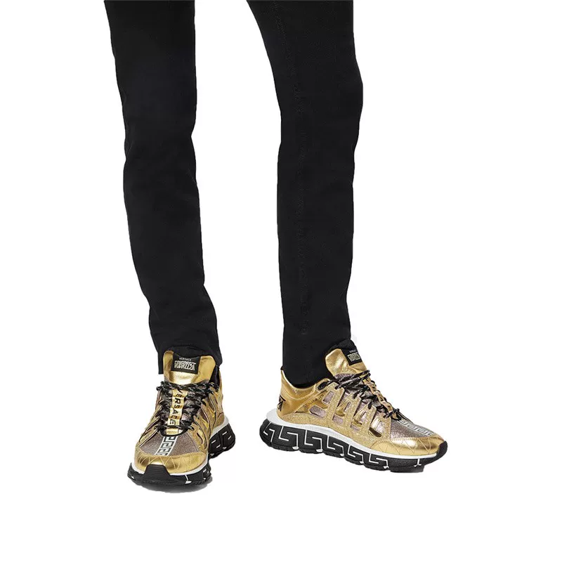 Кроссовки Versace кеды dad shoes мужские кроссовки повседневные шнуровка золотистая верхняя часть серебристо-бронзовый