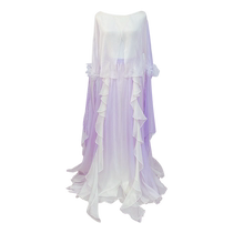 Huajian classical dance costume front and back fairy blouse gauze dress Chinese dance elegant figure gradient petal culottes