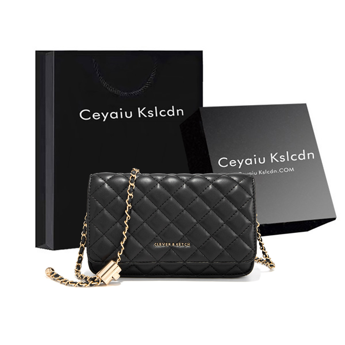 Официальный сайт маленькая черная сумка-мессенджер c&k, женская новинка 2025 года, высококачественная сумка на цепочке, маленькая квадратная сумка через плечо