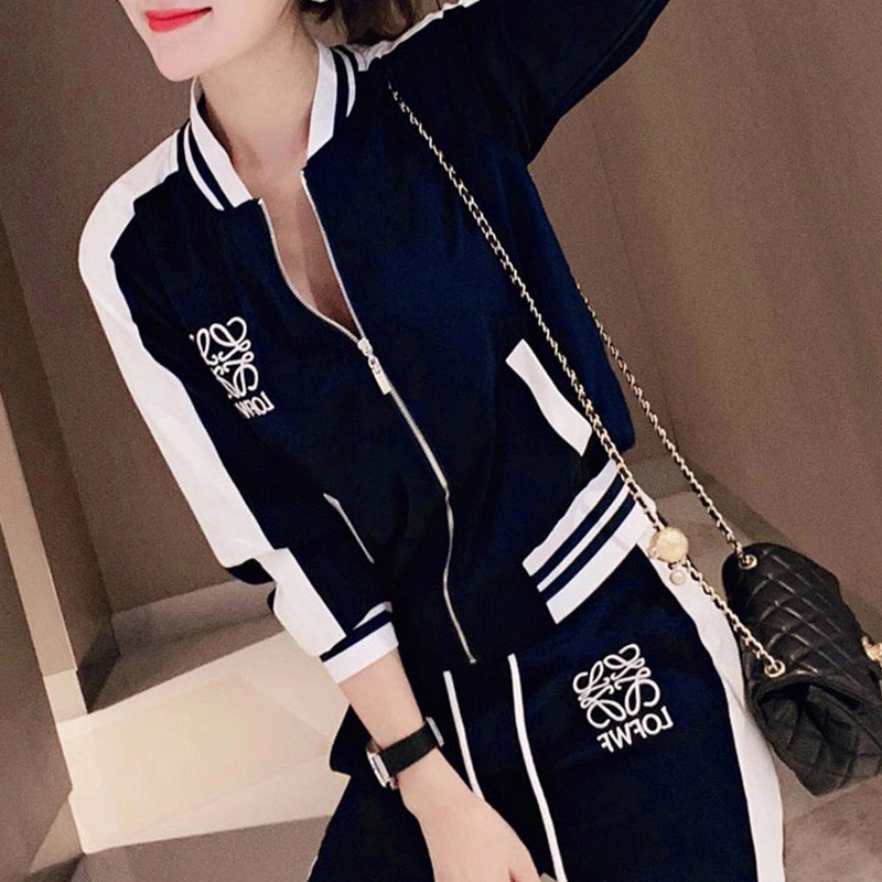sandro star casual sports suit women's western style fashion age reduction western style loose warm letter two-piece set