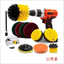 Cross-border popular 11-piece electric cleaning brush head set 4-inch cleaning scouring pad floor tile wall cleaning