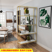 Nordic marble Wrought iron shelf Metal partition bookshelf Golden shoe store display rack Living room jewelry display rack