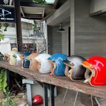 Taiwan penguin seabird retro moto 3 4 helmets half armor safety helmet vespa men and women Heygo Black Dog