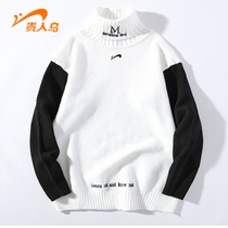 Your persons bird half-height collar sweater mens winter thickened stitch cardio-hoodie spring and autumn clothing with warm trends and clothes on the bottom