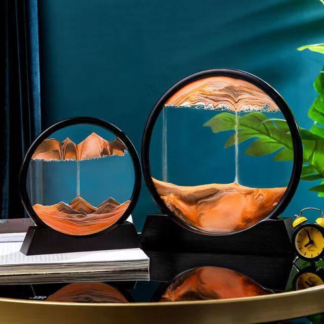 New 3d decompression quicksand painting round glass hourglass starry sky quicksand housewarming new home gifts high-end atmosphere and practical