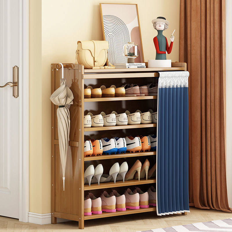 Shoe cabinet baby shoe rack multi-layer simple assembly dust-proof curtain door strong household rental room storage artifact