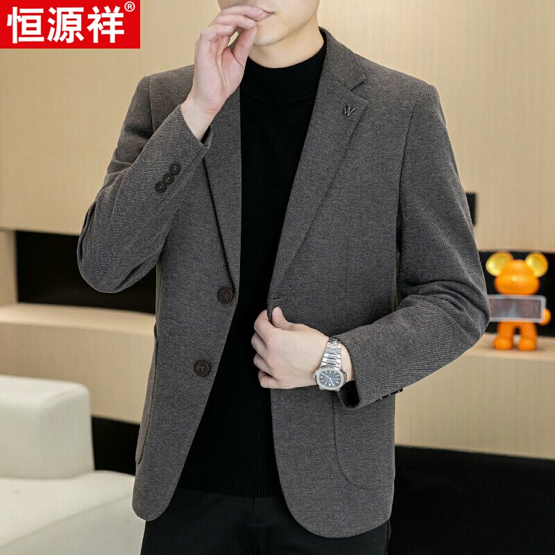 Hengyuanxiang Men's Suit Spring and Autumn New Casual Versatile Non-Iron Jacket Youth Trendy Business Dad Suit Small Suit Hengyuanxiang Men's Suit Spring and Autumn New Casual Versatile Non-Iron Jacket Youth Trendy Business Dad Suit Small Suit