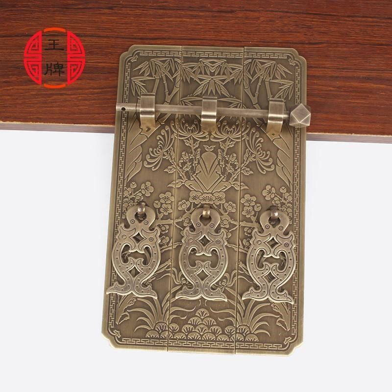 Plum orchid bamboo chrysanthemum top box cabinet copper accessories classical mahogany Chinese furniture four seasons flower copper handle antique cabinet copper hinge