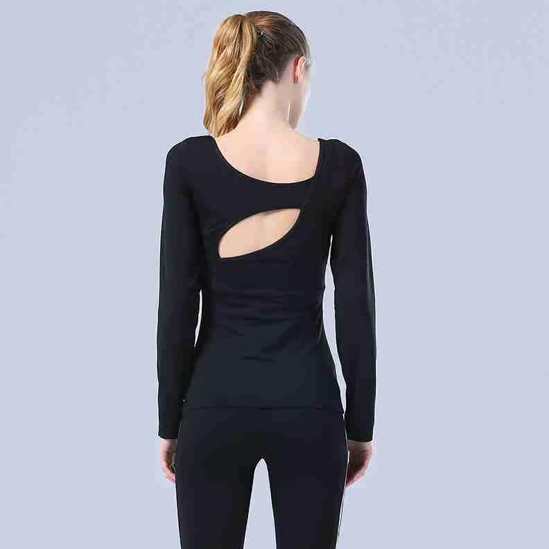New autumn and winter long-sleeved yoga clothes beautiful back sexy T-shirt dance fitness tops with chest pads women's sports tights - Taobao