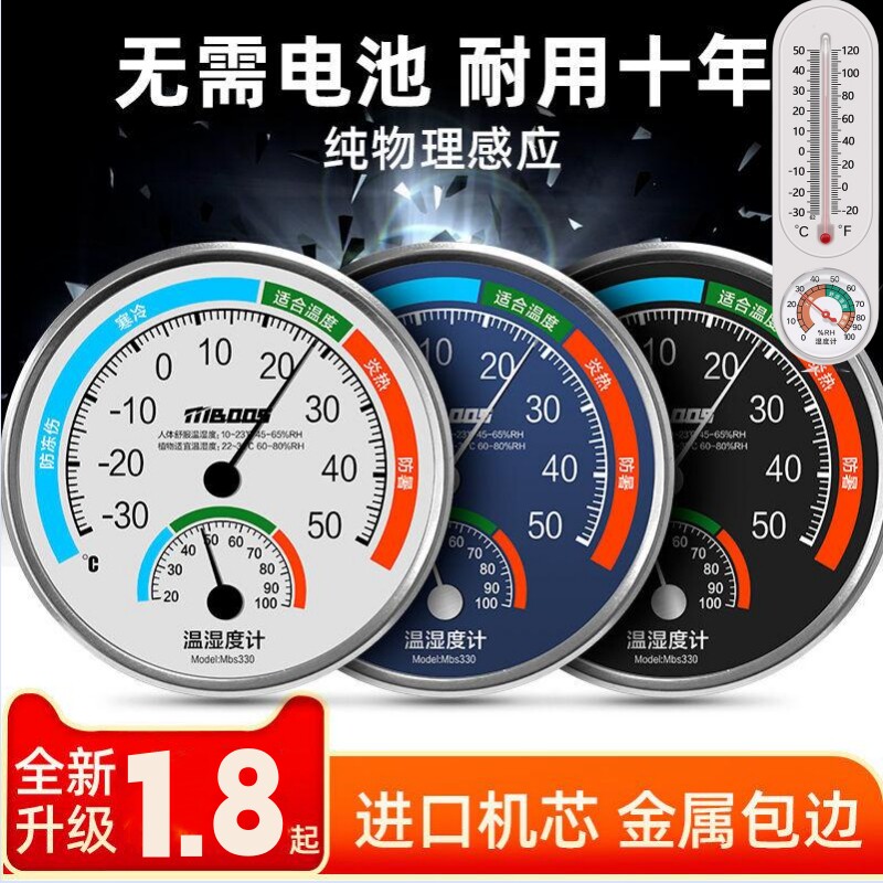 High precision thermometer Temperature And Humidity Meter Home Indoor Precision Wall-mounted Room Temperature Gauge Dry Hygrometer-Taobao