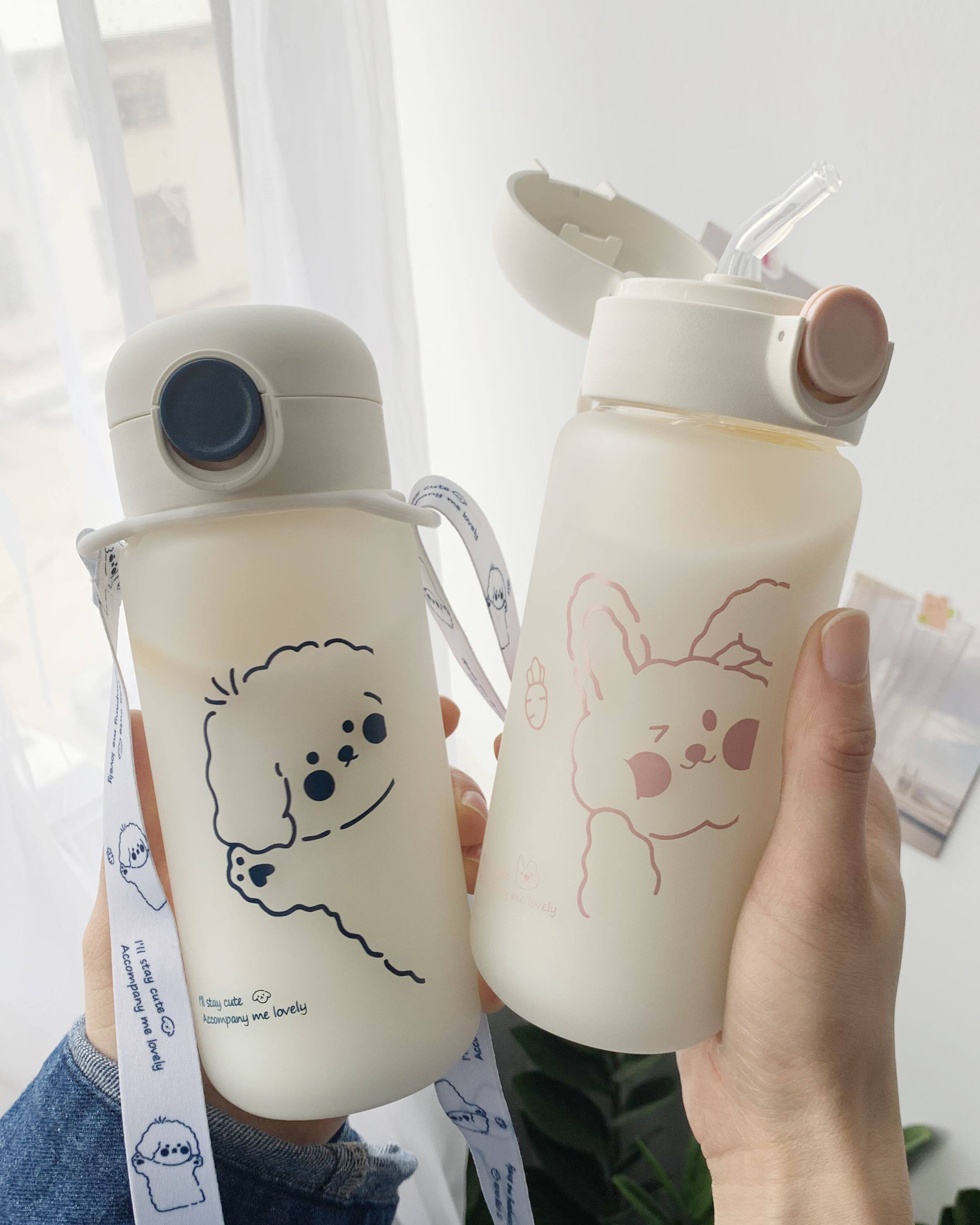 Cup cup cup cute conveniently carry straw water cup network red glass girl pink girl ins