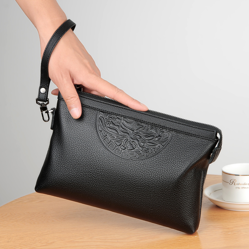 Men's genuine leather light extravagant handbag handbag macho bag large capacity envelope handbag handbag-Taobao