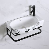 Wall-mounted wash basin small apartment bathroom mini hanging basin corner wash basin balcony simple hand-washing ceramic basin