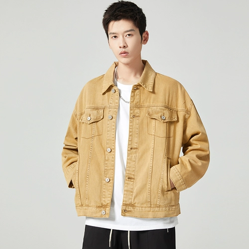 Джинсовая мужская ретро демисезонная куртка, свободный крой