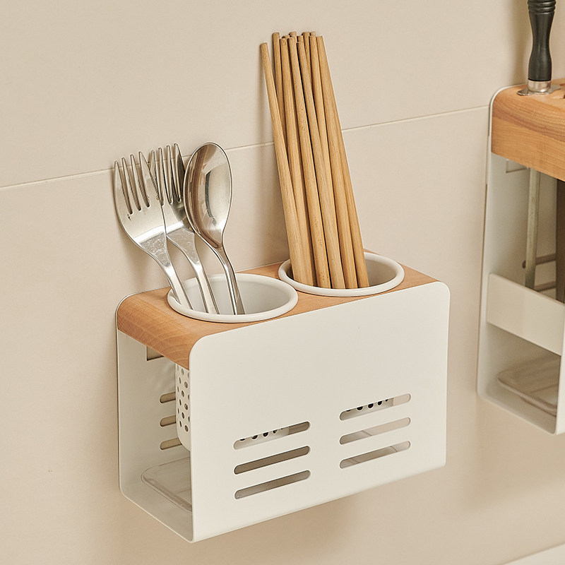 Chopstick rack household chopstick tube kitchen household new drain storage box hanging chopstick basket chopstick cage log style