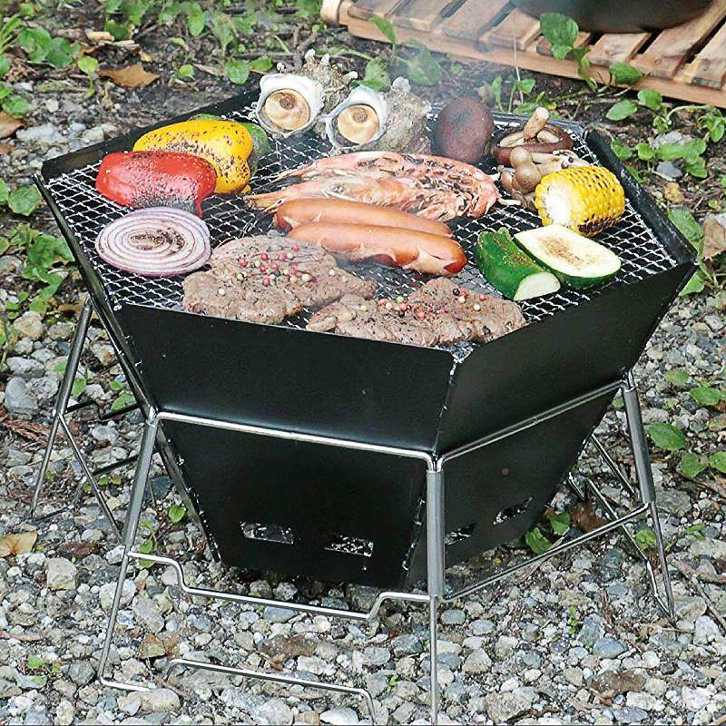 Charcoal grill household barbecue stove outdoor mini barbecue stove folding and pulling field barbecue stove