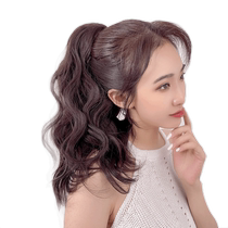 Corn perm short ponytail high gripper wig piece can be tied into ponytail real hair female hair tail strap wool curl internet celebrity braid