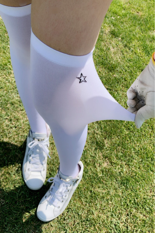 Hustony Korean Women's Golf Ice Silk Stockings Over-The-Knee Sun Protection Long Socks Golf Non-Slip Breathable Ball Socks