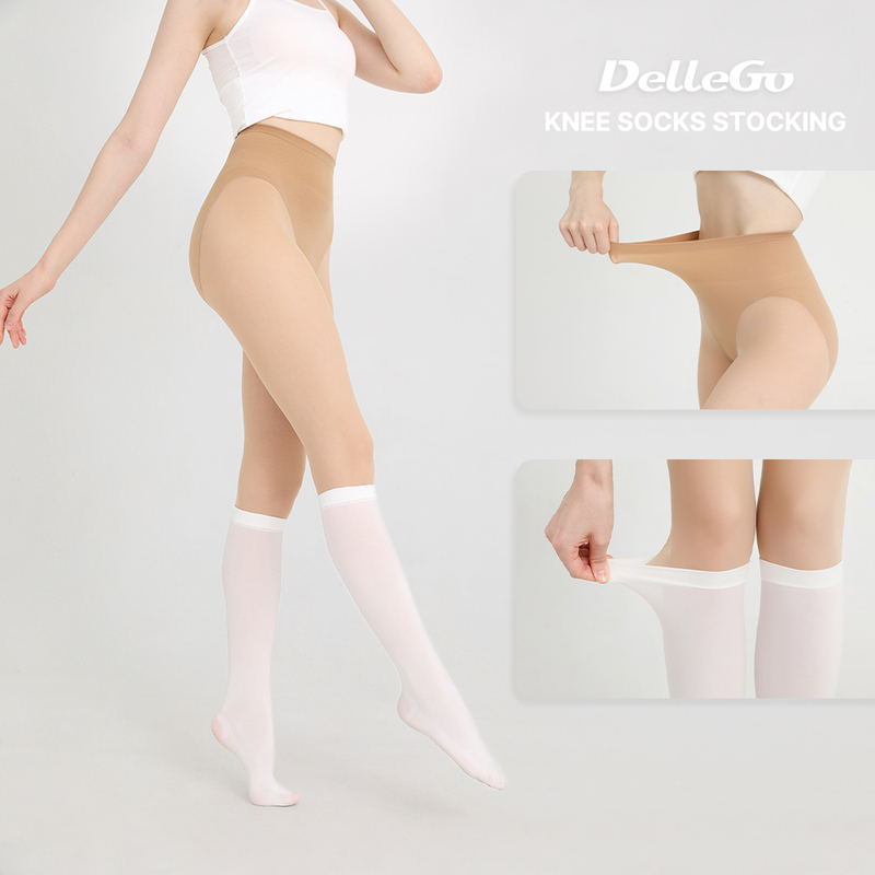 Korean Dellego Golf Spliced Stockings, Sun Protection Stockings, Fake Calf One-Piece Stockings, High Elasticity Slimming Leggings