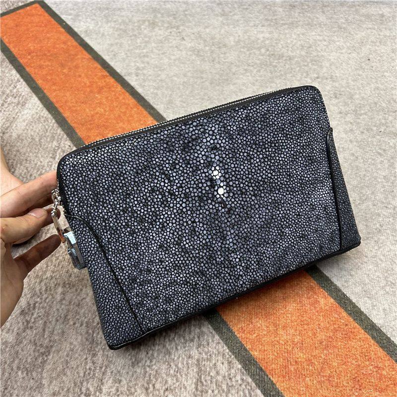 New genuine leather men's hand bag double pull full of stars Devil Fish Fashion Code Lock Hand Grip Bag Large Capacity Wrist Bag-Taobao