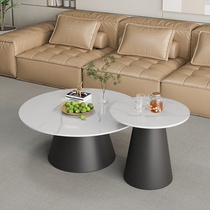Light extravagant tea table 2023 new round rock plate Living room Home Small family type round tea table edge a few extremely simple modern tables