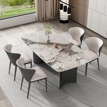 Italian style extremely simple rock plate rectangular table light extravagant modern minimalist home small family style dining table and chairs combination