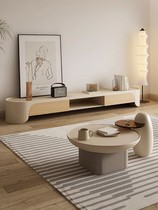 Nordic Silence Wind retractable TV cabinet Tea Table Combinations Modern Minima Cream Wind Creative TV Cabinet Ground Cabinet