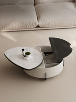 Modern minimalist rock plate circular tea table living room home new and versatile lifting swivel small family type upscale tea table